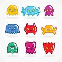 Free vector retro video game monsters set