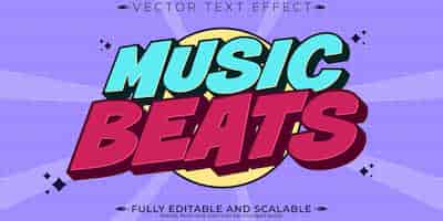 Free vector retro vintage music party text effect editable 70s and 80s text style