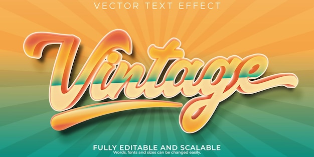 Free vector retro vintage text effect editable 70s and 80s text style