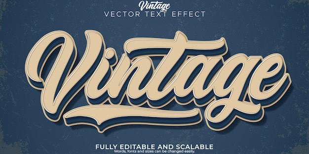 Retro vintage text effect editable 70s and 80s text style Vector Templates