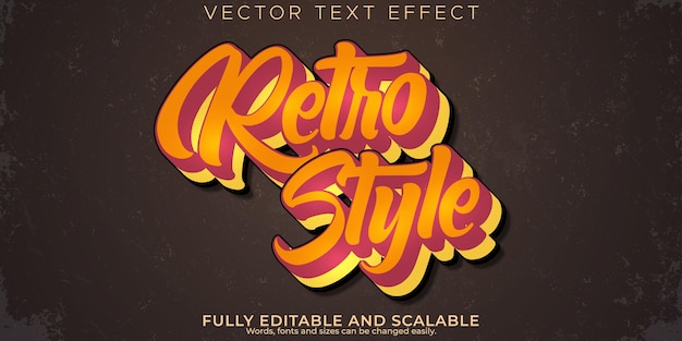 Retro vintage text effect editable 70s and 80s text style