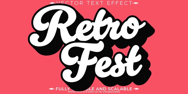 Free vector retro vintage text effect editable 70s and 80s text style