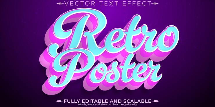 Free Vector retro vintage text effect editable 70s and 80s text style