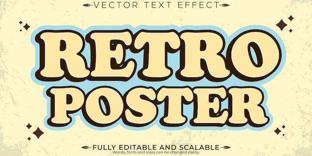 Vettore gratuito effetto di testo retro vintage editabile stile di testo degli anni '70 e '80