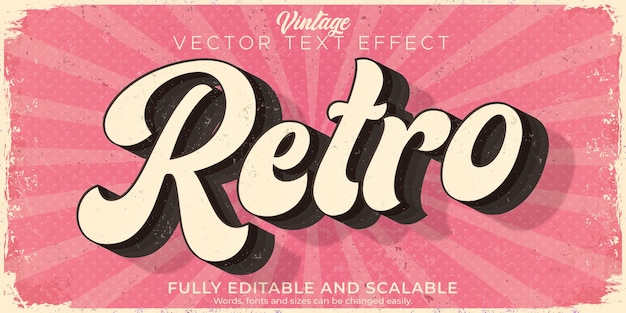 Retro, vintage text effect, editable 70s and 80s text style