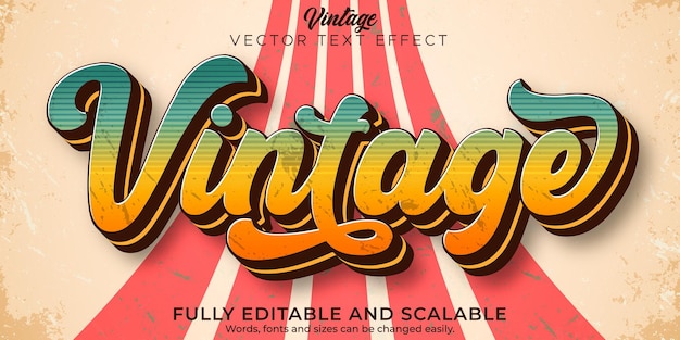 Retro, vintage text effect, editable 70s and 80s text style