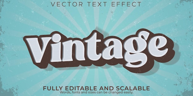 Бесплатное векторное изображение Ретро, винтажный текстовый эффект, редактируемый стиль текста 70-х и 80-х годов