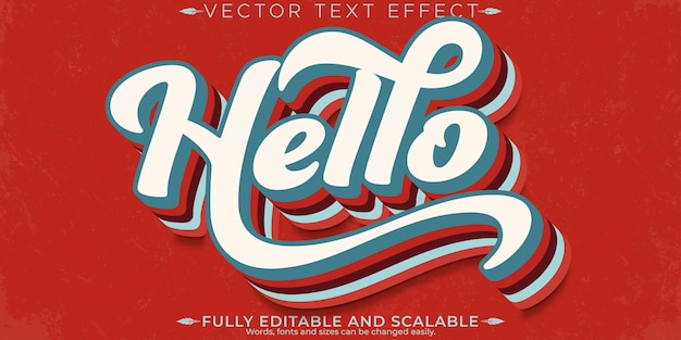 Бесплатное векторное изображение Ретро-винтажный текстовый эффект редактируемая ностальгия и классический настраиваемый стиль шрифта
