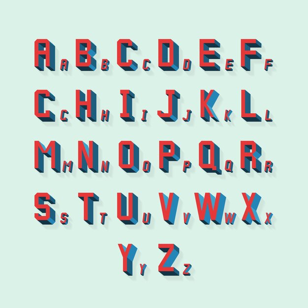 retro volumetric 3d alphabet