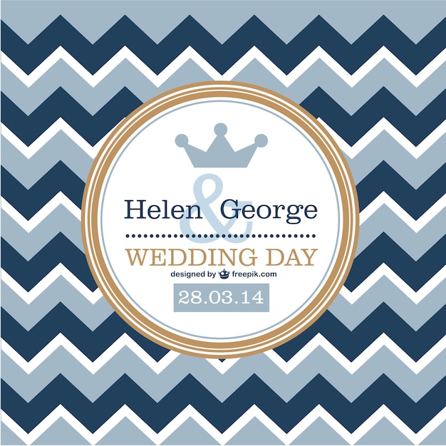 Free vector retro wave pattern wedding card