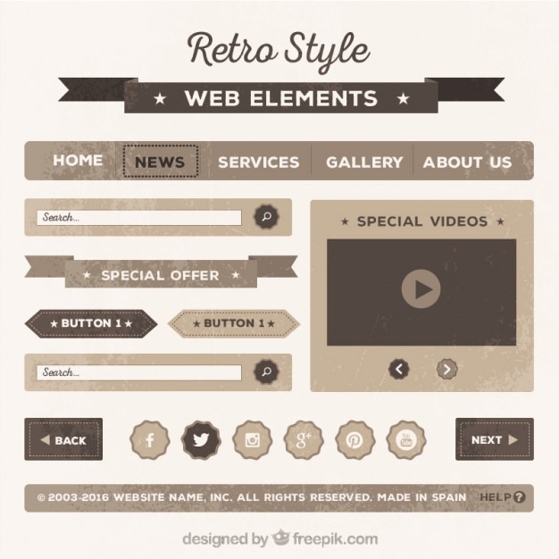 Retro web element collection