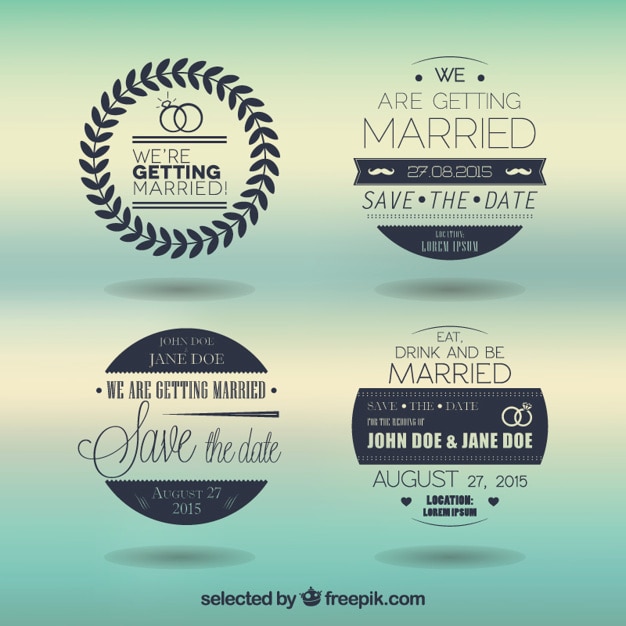 Free vector retro wedding badges