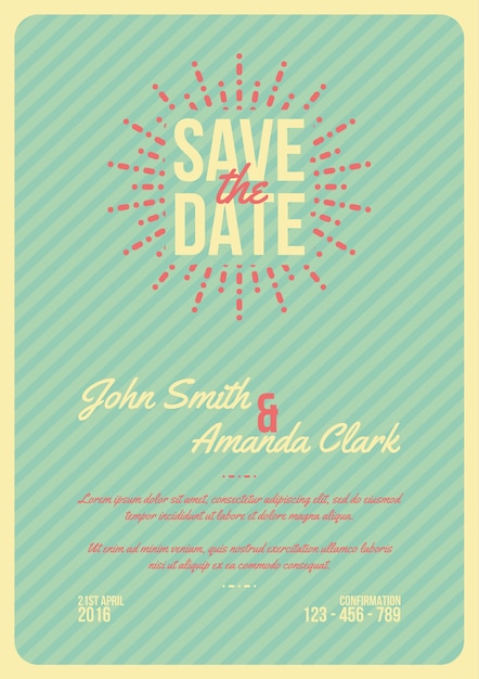 Free vector retro wedding card with stripes