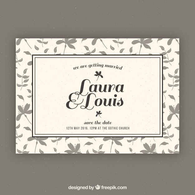 Retro wedding invitation template