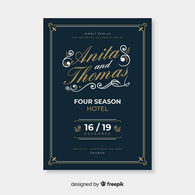 retro wedding invitation template