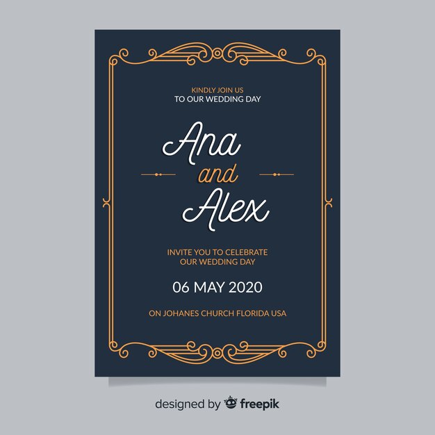 Retro wedding invitation template