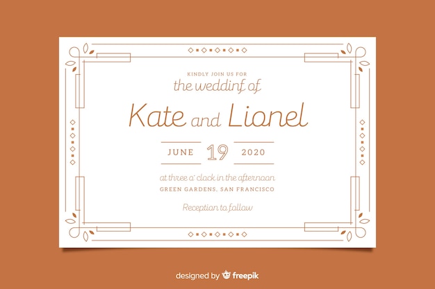 Free vector retro wedding invitation template
