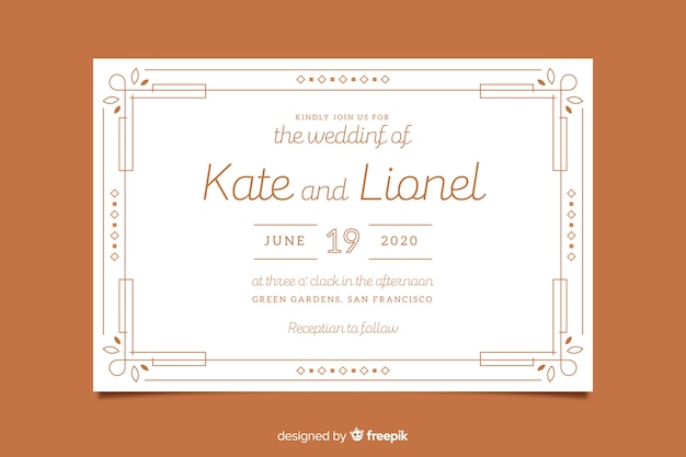 Free vector retro wedding invitation template