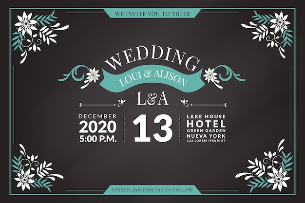 Retro wedding invitation template