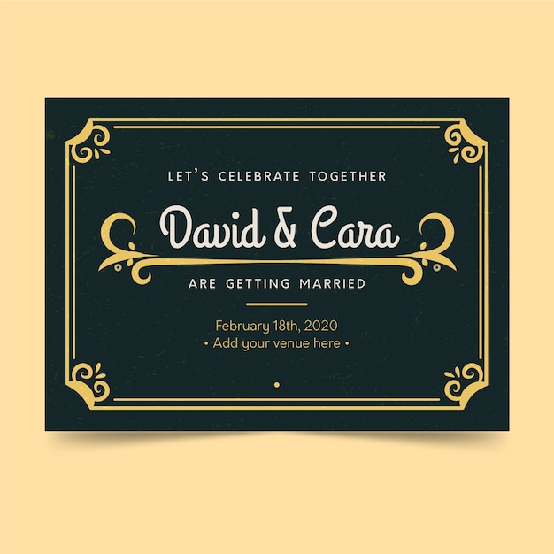 Retro wedding invitation template