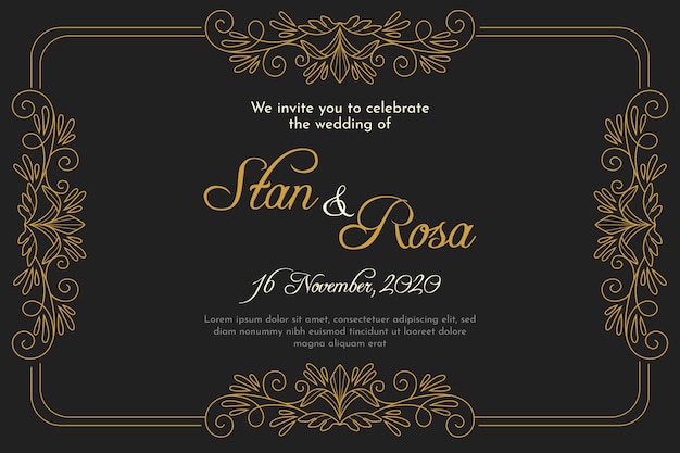 Retro wedding invitation template