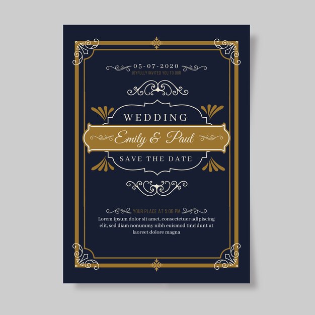 Retro wedding invitation template