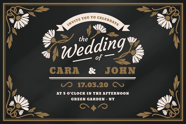 Retro Wedding Invitation Template – Free Vector Download