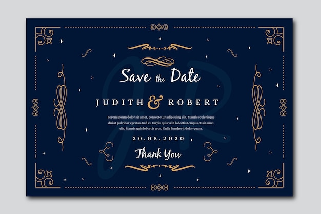 Free vector retro wedding invitation template