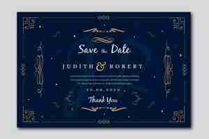 Free vector retro wedding invitation template