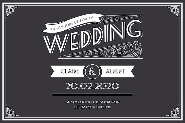 Retro wedding invitation template