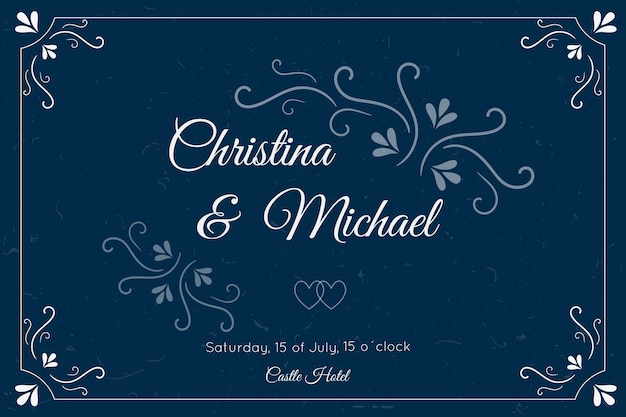 Free vector retro wedding invitation