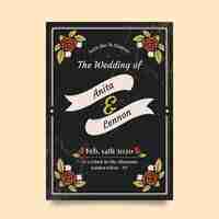 Free vector retro wedding invitation