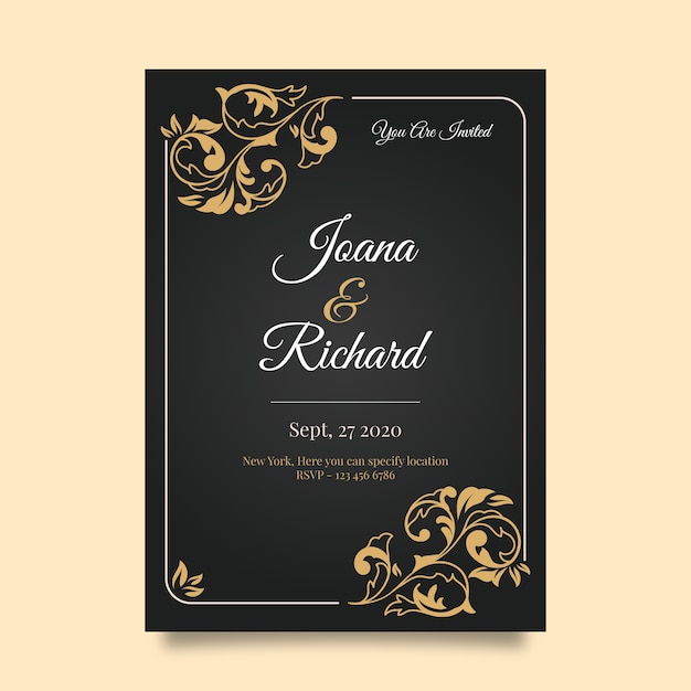 Free vector retro wedding invitation