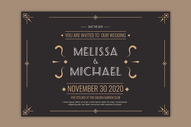 Free vector retro wedding invitation