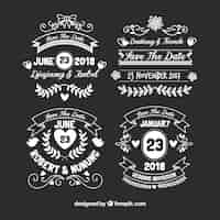 Free vector retro wedding label collection