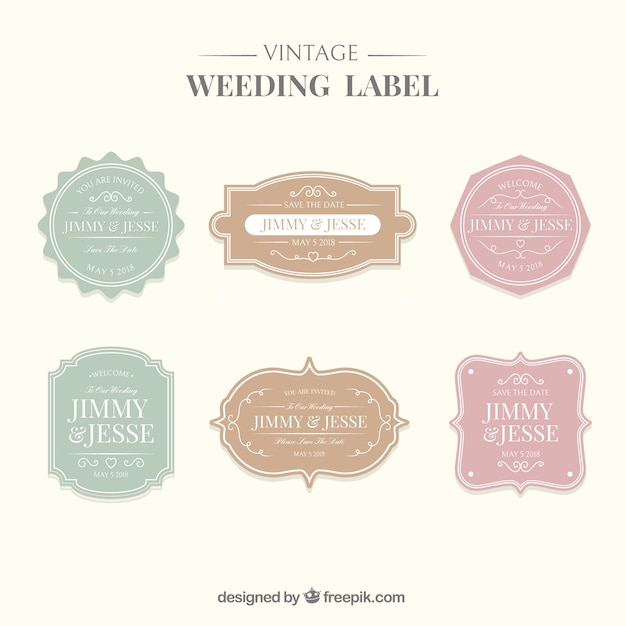 Retro wedding label set