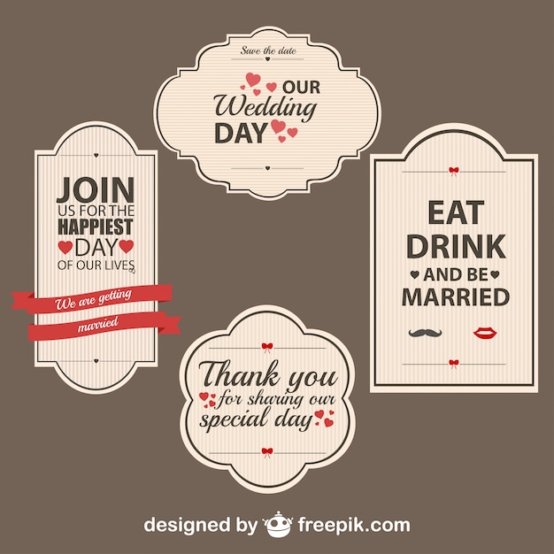 Free vector retro wedding stickers set