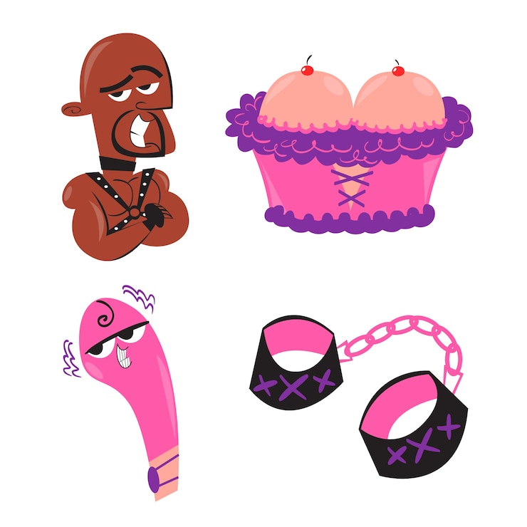 Free Vector retro xxx cartoon set