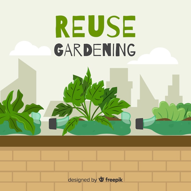 Free vector reuse gardening at the city