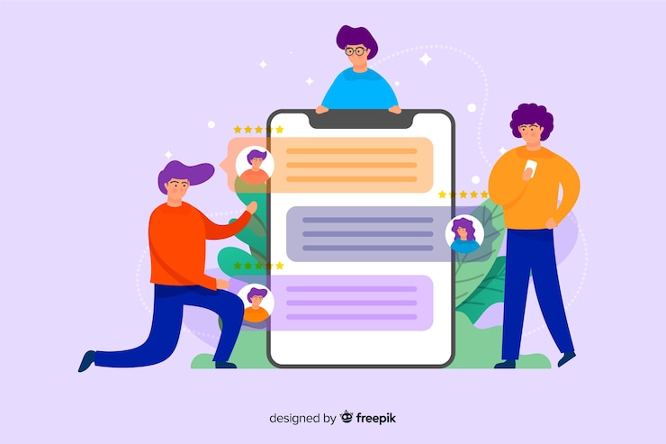 Free Vector review landing page template flat design