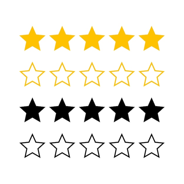 Free vector review stars filled outline black and yellow