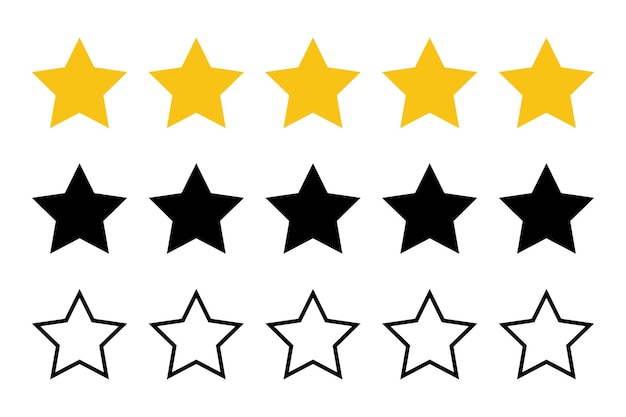 Free vector review stars in outline glyph and flat