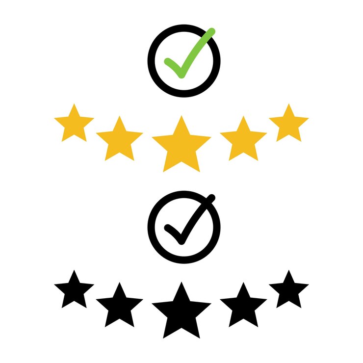 Free Vector review stars with check mark