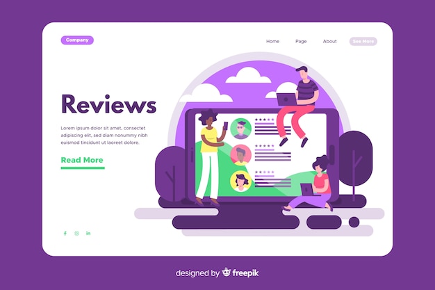 無料ベクター ランディングページのレビューの概念