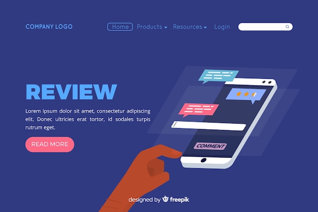 Free vector reviews concept for landing page