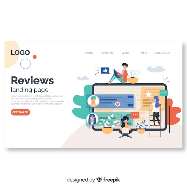 Reviews concept for landing page