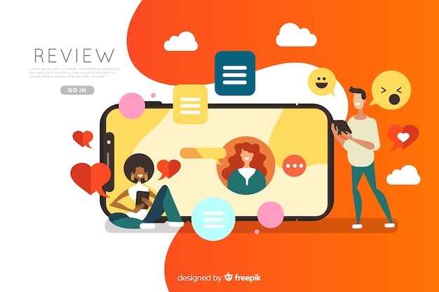 Reviews concept for landing page