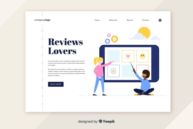 Reviews concept for landing page
