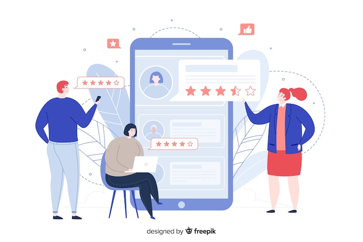 Free Vector reviews concept for landing page