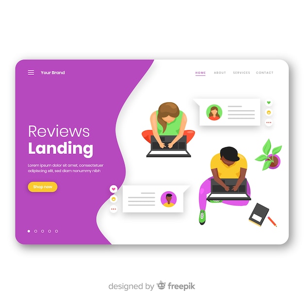 Free vector reviews concept for landing page